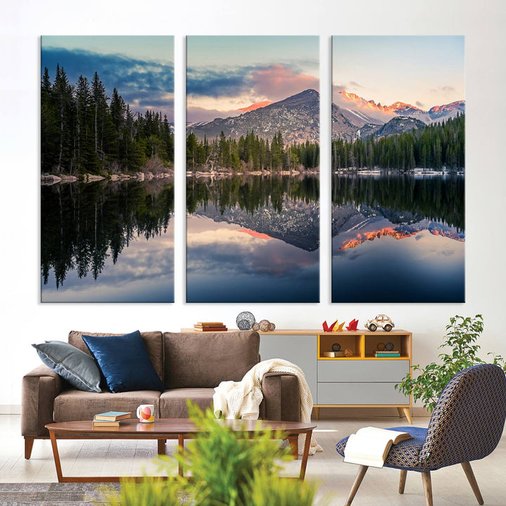 Rocky Mountain National Park Wall Art Canvas Print, Bear Lake Colorado Nature Wall Art Print, Rocky Landscape Wall Art for Dining Room, Ready to Hang