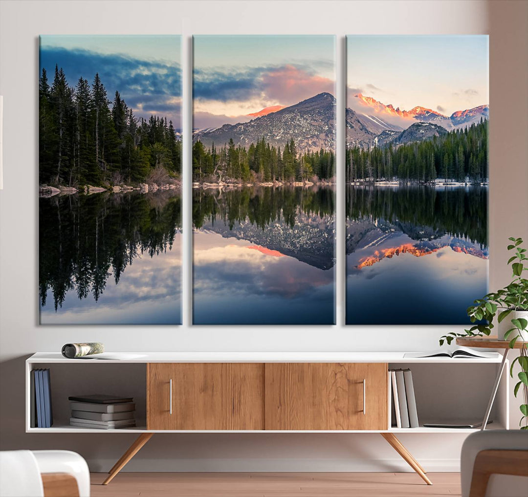 Rocky Mountain National Park Wall Art Canvas Print, Bear Lake Colorado Nature Wall Art Print, Rocky Landscape Wall Art for Dining Room, Ready to Hang