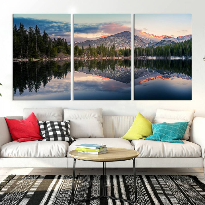 Rocky Mountain National Park Wall Art Canvas Print, Bear Lake Colorado Nature Wall Art Print, Rocky Landscape Wall Art for Dining Room, Ready to Hang