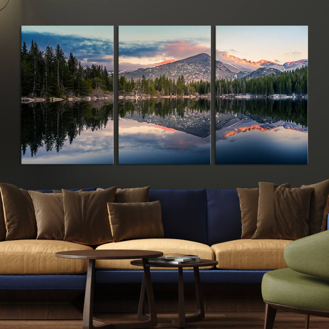 Rocky Mountain National Park Wall Art Canvas Print, Bear Lake Colorado Nature Wall Art Print, Rocky Landscape Wall Art for Dining Room, Ready to Hang