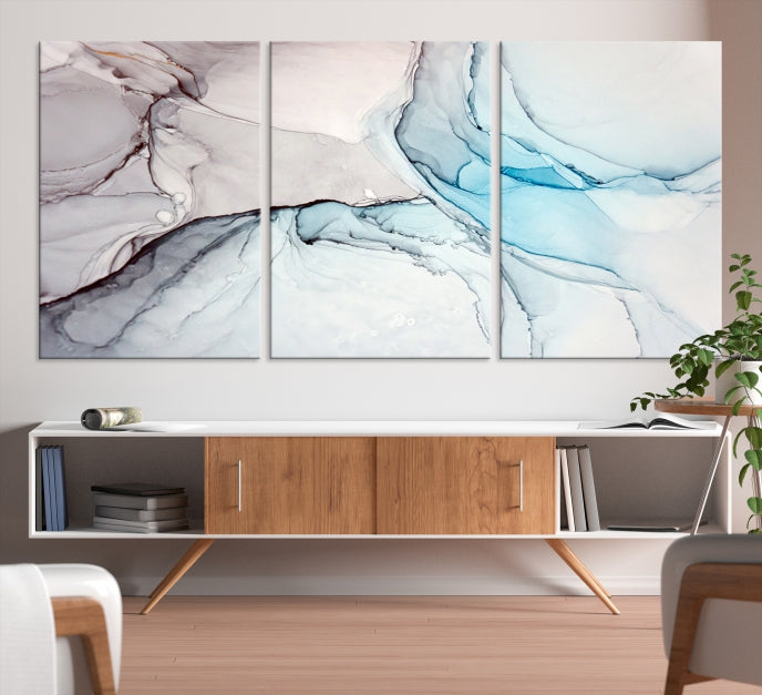 Rose Gold Modern Abstract Painting Framed Canvas Wall Art Giclee Print