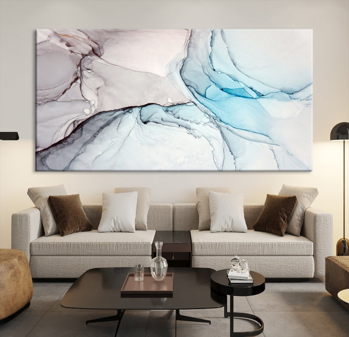 Rose Gold Modern Abstract Painting Framed Canvas Wall Art Giclee Print