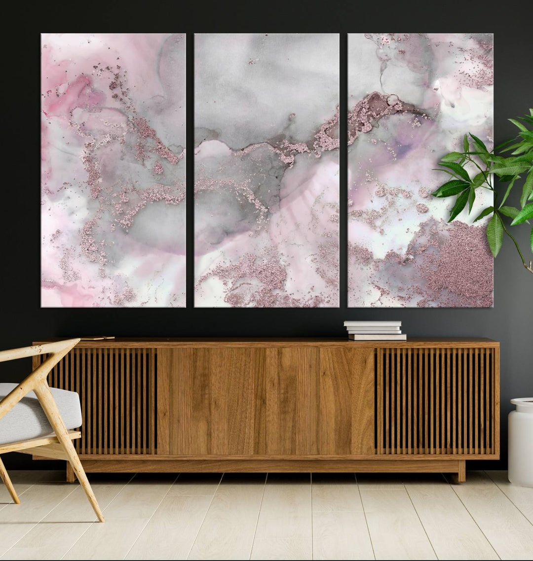 Rose Marble Abstract Wall Art Canvas Print