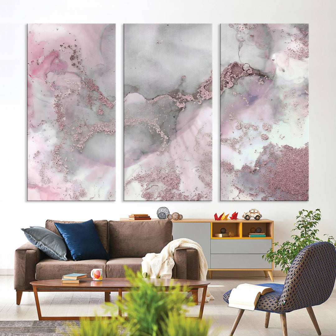 Rose Marble Abstract Wall Art Canvas Print