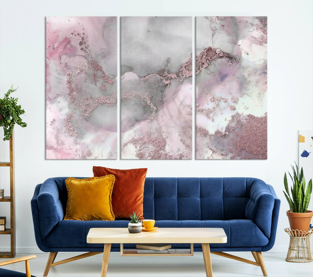 Rose Marble Abstract Wall Art Canvas Print