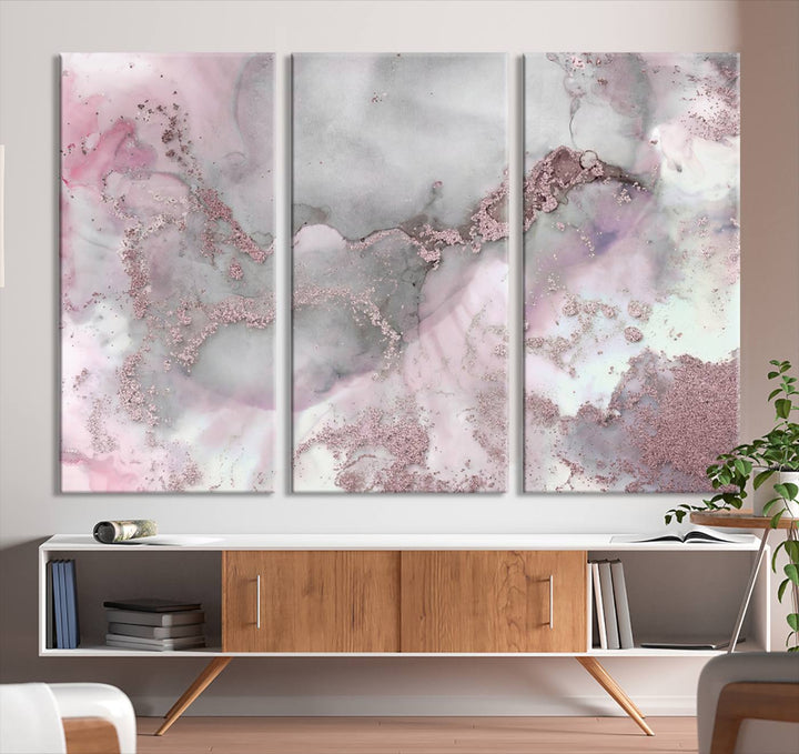 Rose Marble Abstract Wall Art Canvas Print