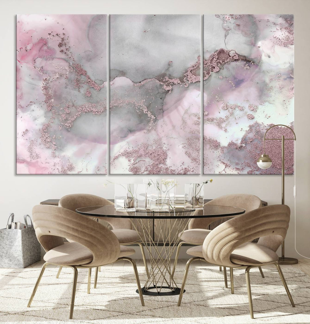 Rose Marble Abstract Wall Art Canvas Print