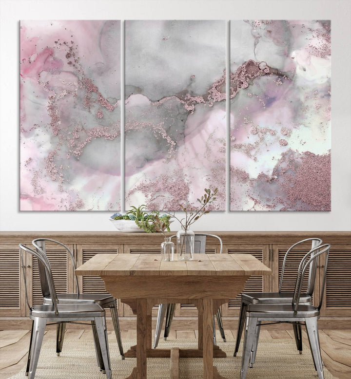 Rose Marble Abstract Wall Art Canvas Print