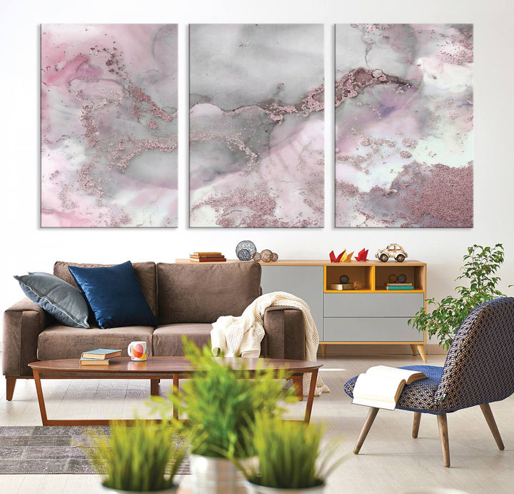 Rose Marble Abstract Wall Art Canvas Print