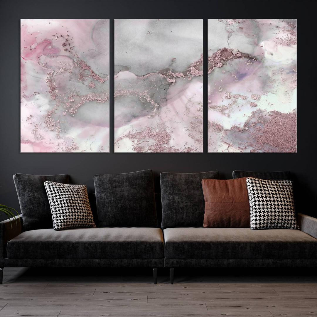 Rose Marble Abstract Wall Art Canvas Print