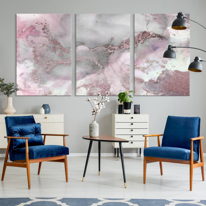 Rose Marble Abstract Wall Art Canvas Print