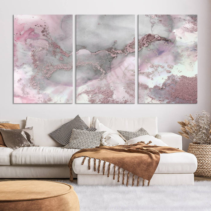 Rose Marble Abstract Wall Art Canvas Print