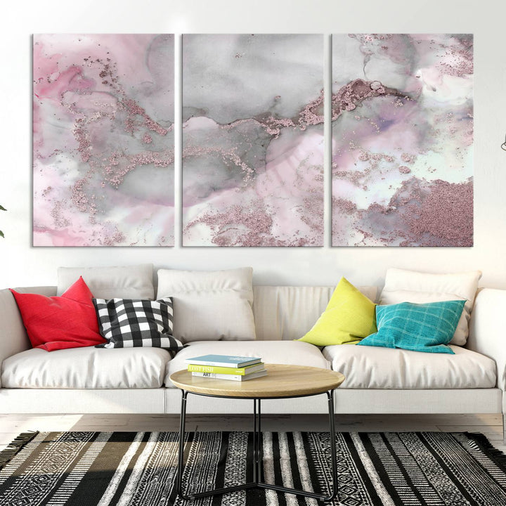 Rose Marble Abstract Wall Art Canvas Print