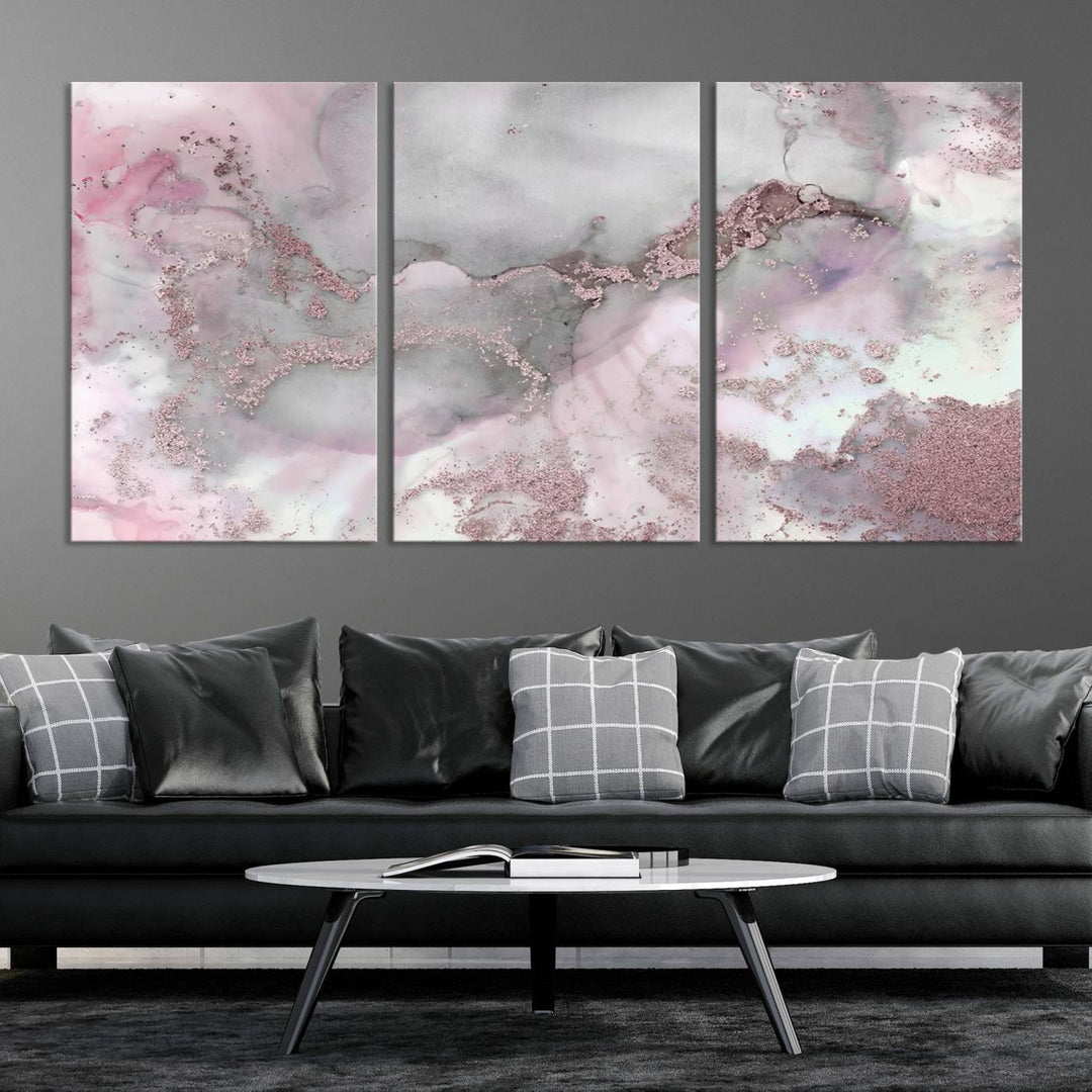 Rose Marble Abstract Wall Art Canvas Print