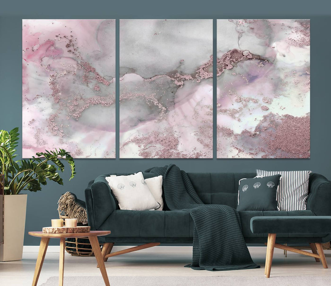 Rose Marble Abstract Wall Art Canvas Print