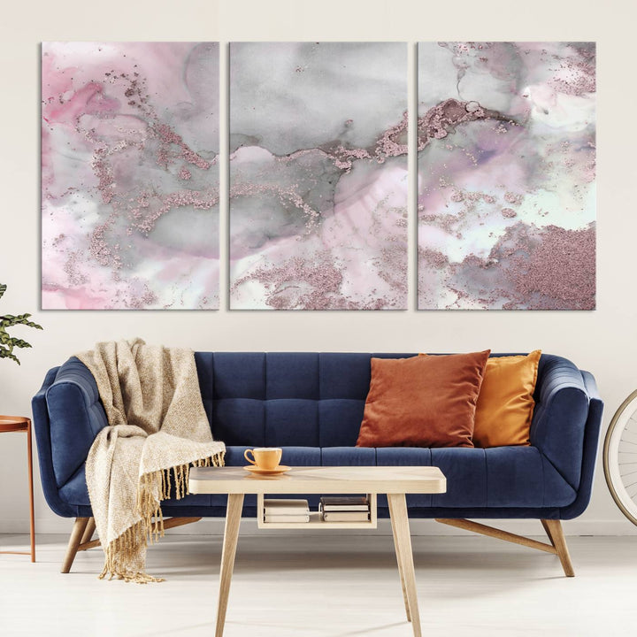 Rose Marble Abstract Wall Art Canvas Print