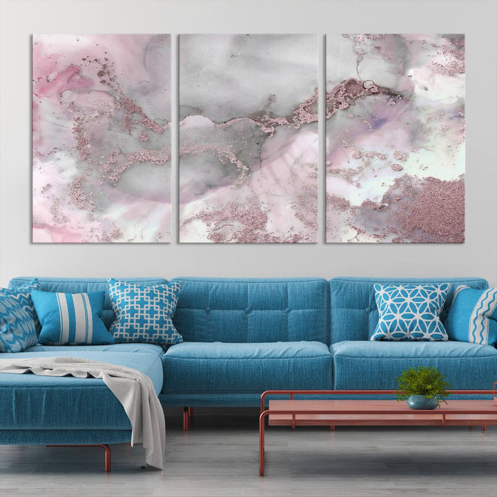 Rose Marble Abstract Wall Art Canvas Print