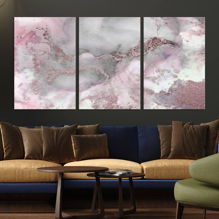 Rose Marble Abstract Wall Art Canvas Print