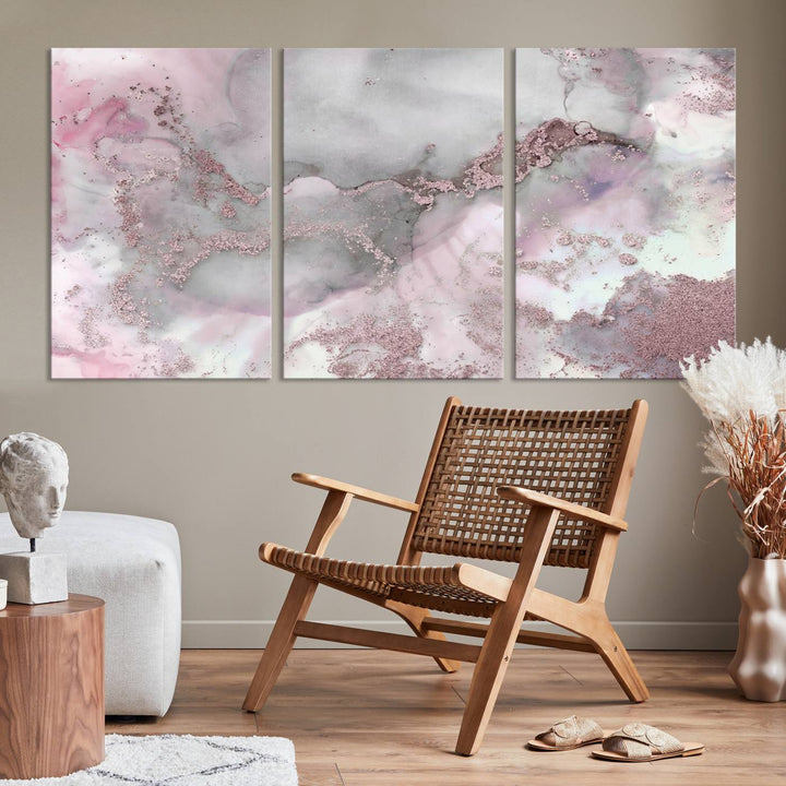 Rose Marble Abstract Wall Art Canvas Print