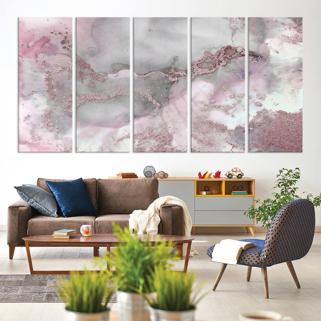 Rose Marble Abstract Wall Art Canvas Print