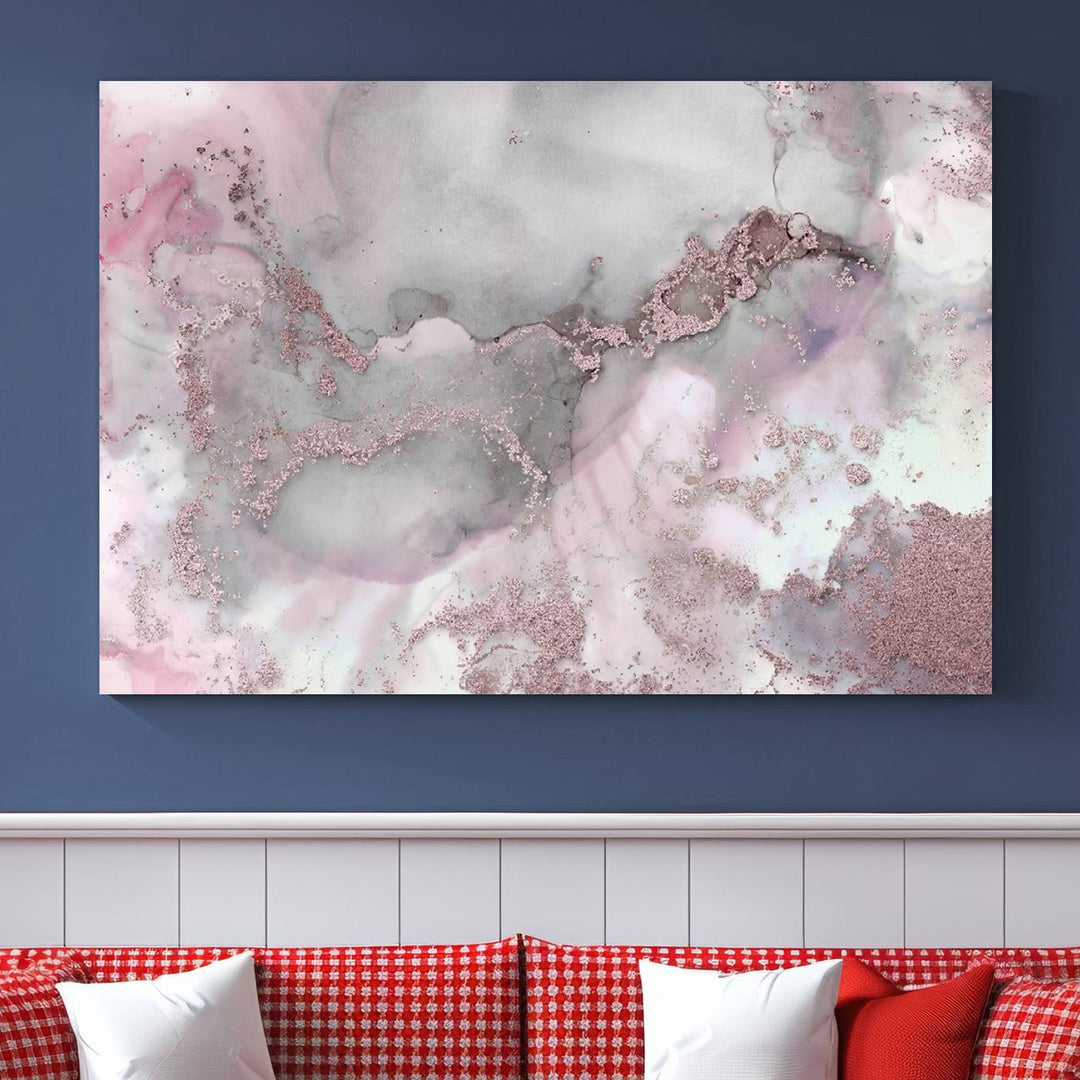 Rose Marble Abstract Wall Art Canvas Print