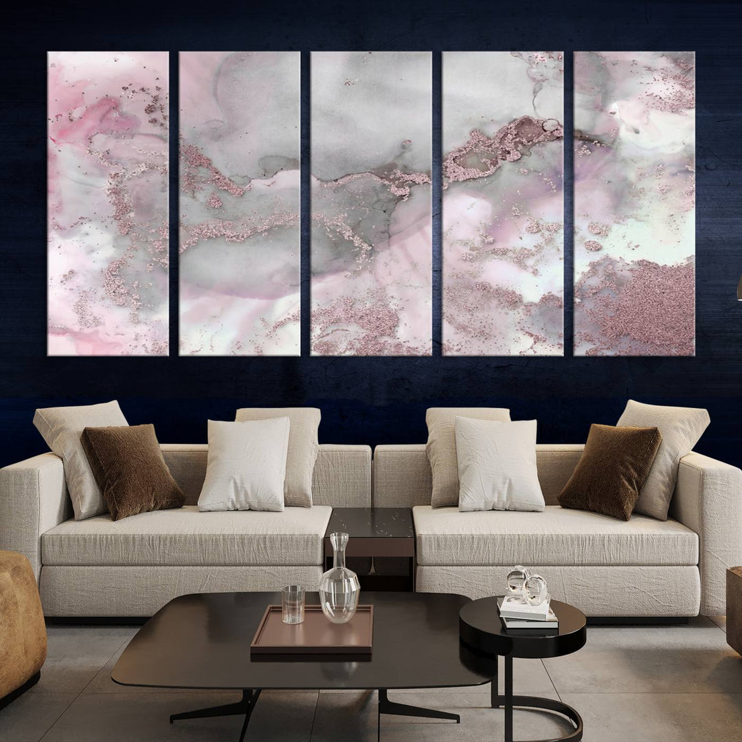 Rose Marble Abstract Wall Art Canvas Print