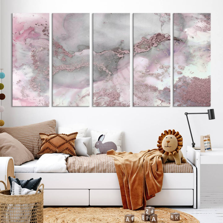 Rose Marble Abstract Wall Art Canvas Print