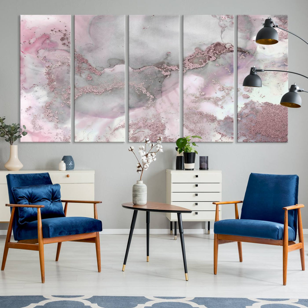 Rose Marble Abstract Wall Art Canvas Print