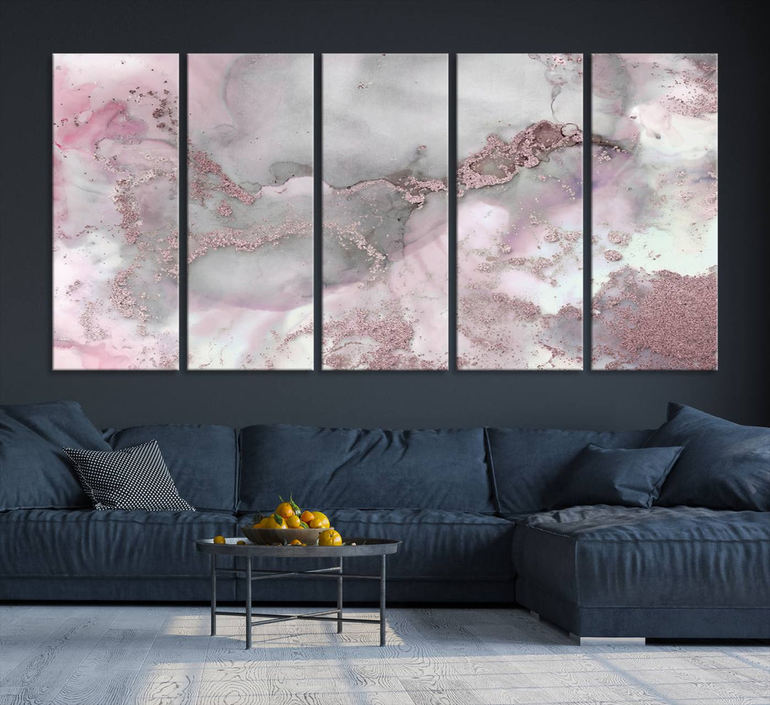 Rose Marble Abstract Wall Art Canvas Print