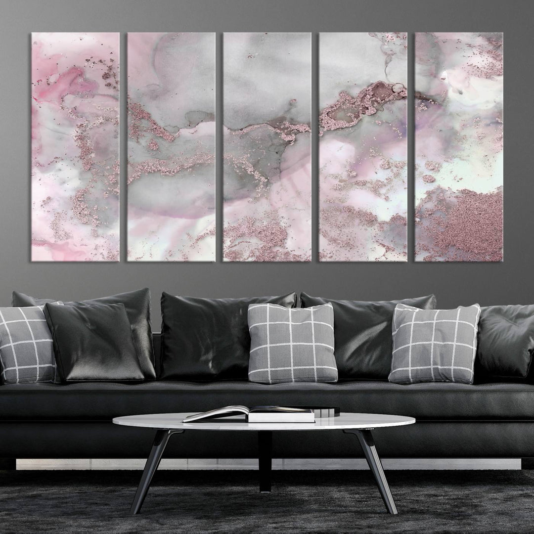 Rose Marble Abstract Wall Art Canvas Print