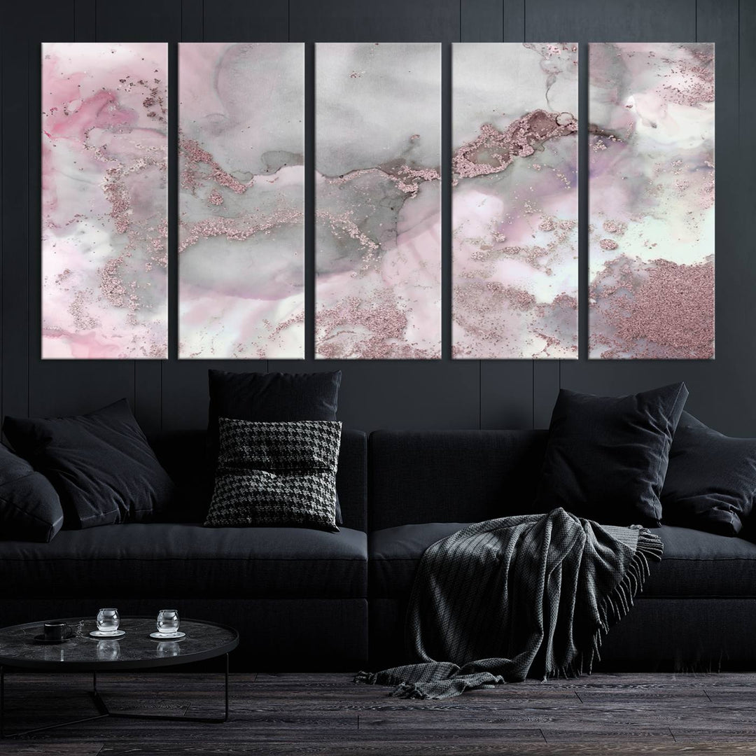 Rose Marble Abstract Wall Art Canvas Print