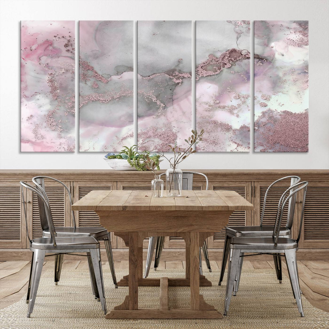 Rose Marble Abstract Wall Art Canvas Print