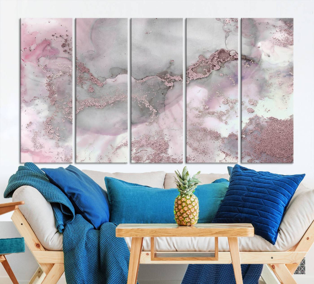 Rose Marble Abstract Wall Art Canvas Print