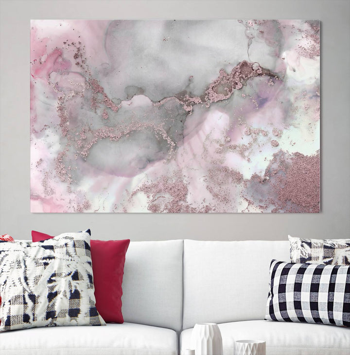 Rose Marble Abstract Wall Art Canvas Print