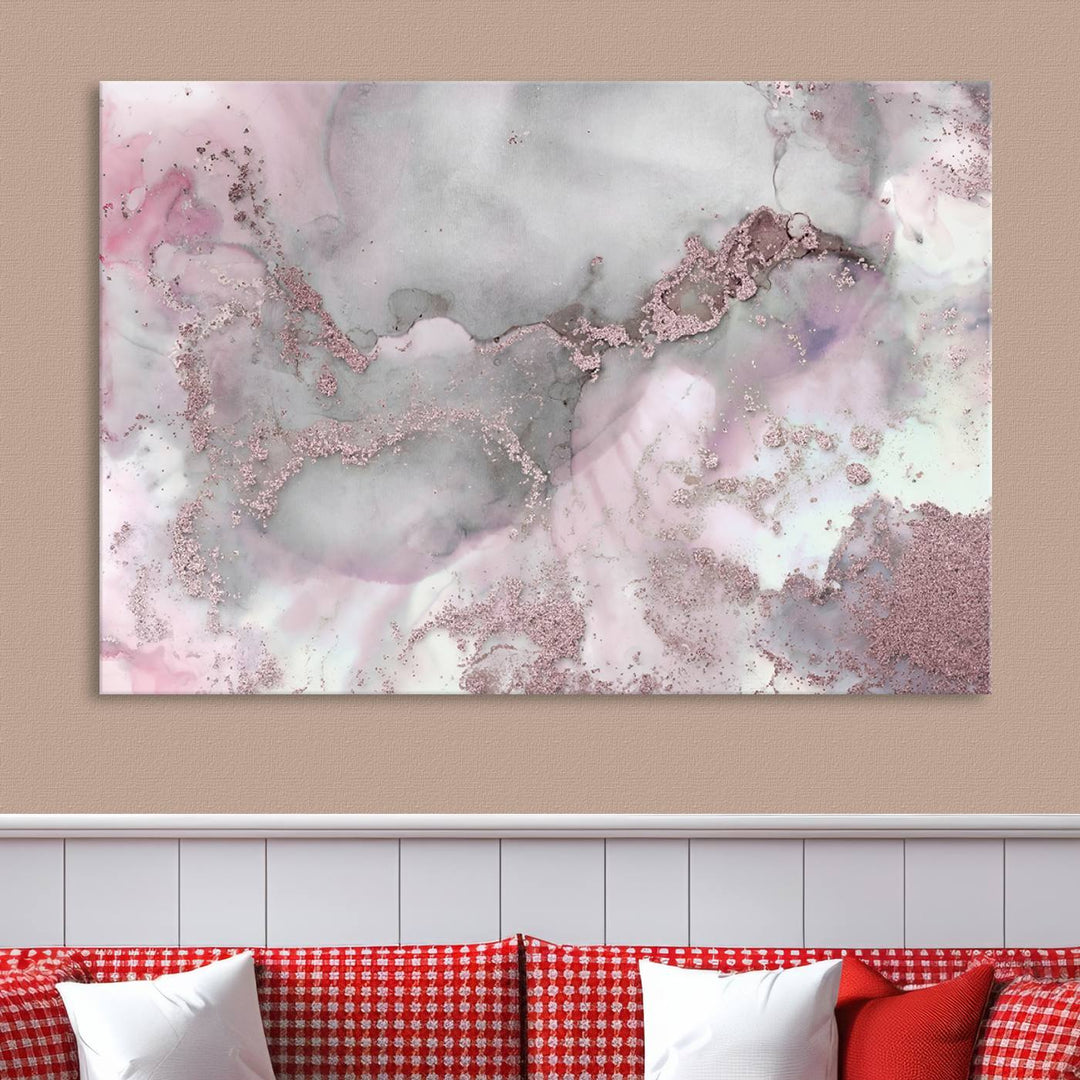 Rose Marble Abstract Wall Art Canvas Print