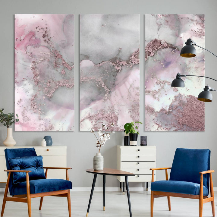 Rose Marble Abstract Wall Art Canvas Print