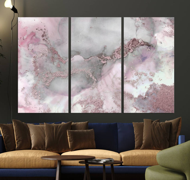 Rose Marble Abstract Wall Art Canvas Print