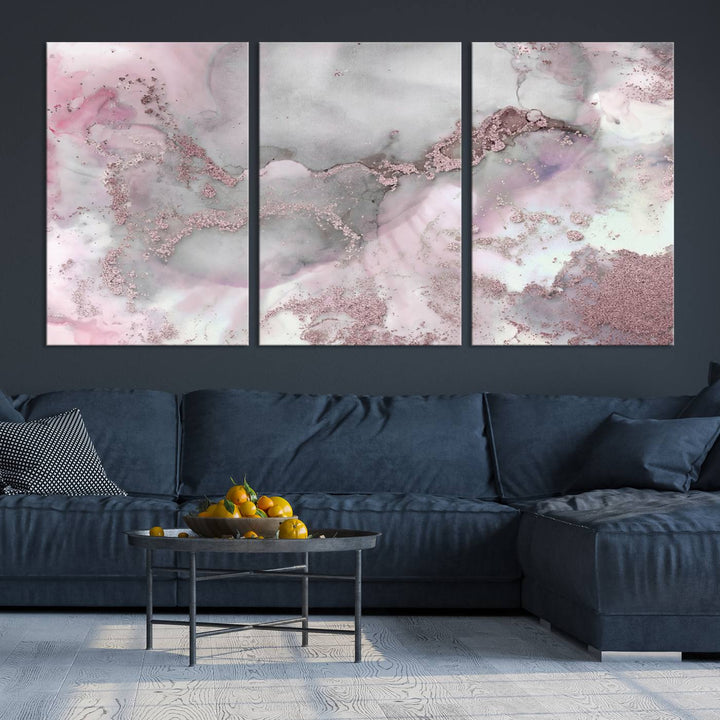 Rose Marble Abstract Wall Art Canvas Print