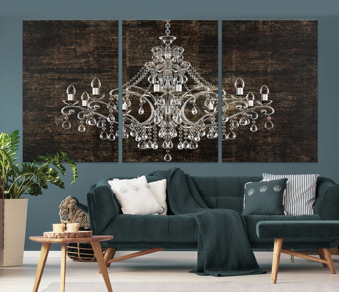 Rustic Chandelier Canvas Wall Art Giclee Print