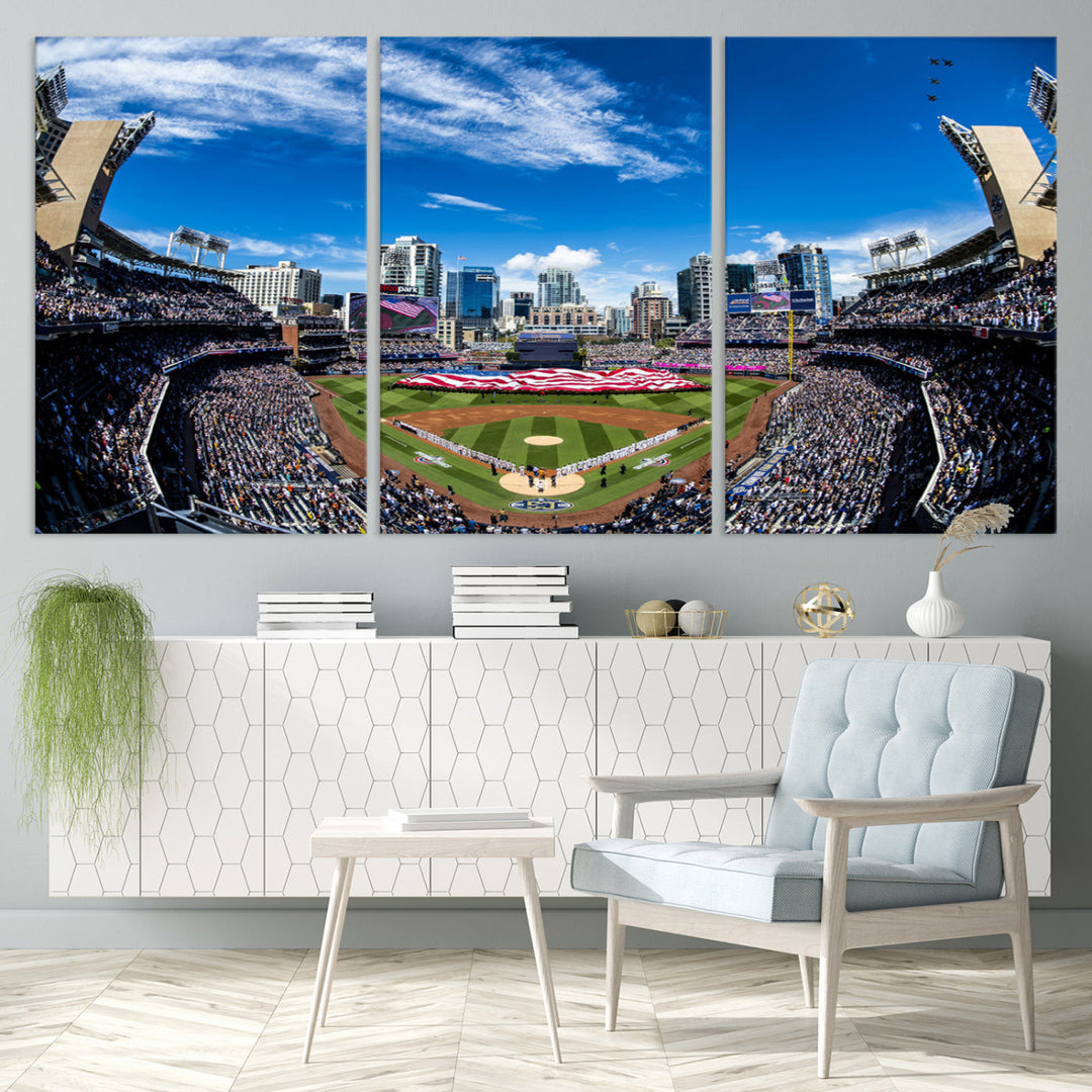 San Diego Petco Park Baseball Stadium Wall Art Canvas Print, Sports Room Decor Wall Art Print, Sports Grill Bar Wall Art Print, MLB Wall Art