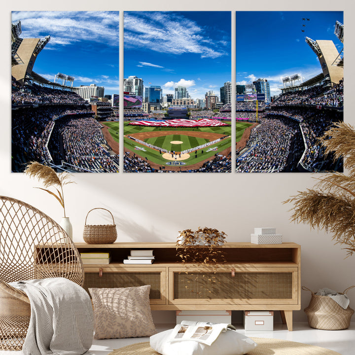 San Diego Petco Park Baseball Stadium Wall Art Canvas Print, Sports Room Decor Wall Art Print, Sports Grill Bar Wall Art Print, MLB Wall Art