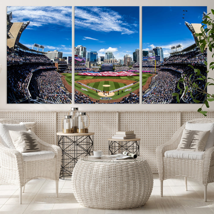 San Diego Petco Park Baseball Stadium Wall Art Canvas Print, Sports Room Decor Wall Art Print, Sports Grill Bar Wall Art Print, MLB Wall Art