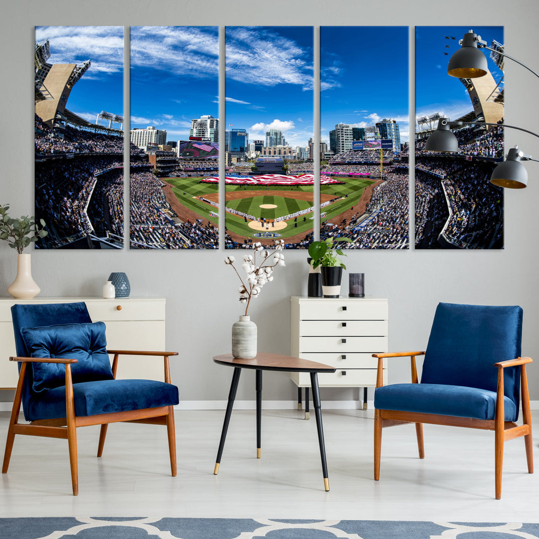 San Diego Petco Park Baseball Stadium Wall Art Canvas Print, Sports Room Decor Wall Art Print, Sports Grill Bar Wall Art Print, MLB Wall Art