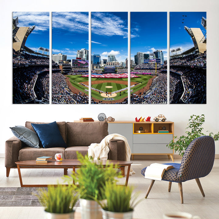 San Diego Petco Park Baseball Stadium Wall Art Canvas Print, Sports Room Decor Wall Art Print, Sports Grill Bar Wall Art Print, MLB Wall Art