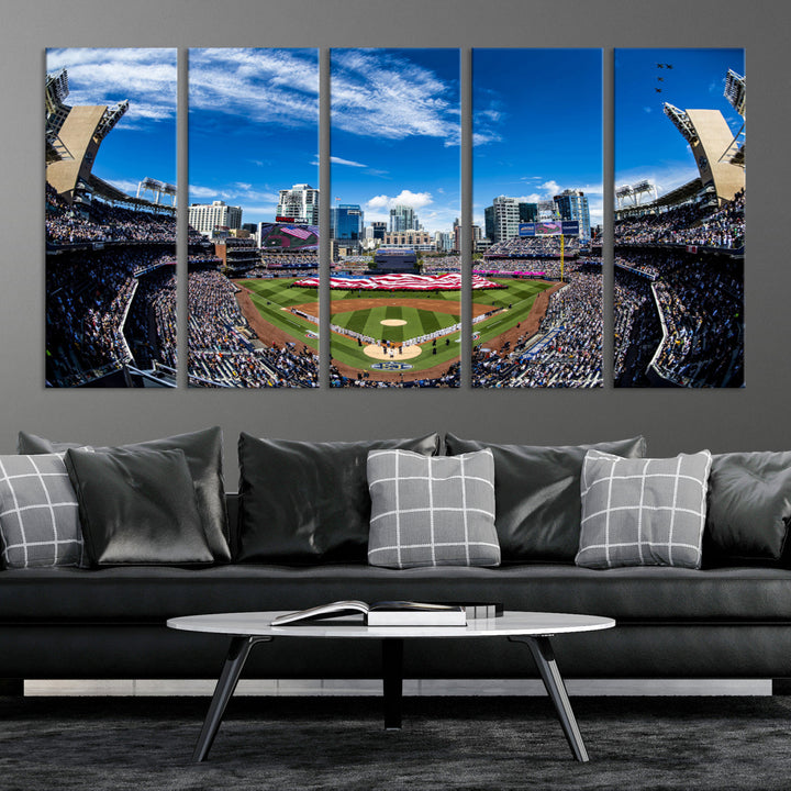 San Diego Petco Park Baseball Stadium Wall Art Canvas Print, Sports Room Decor Wall Art Print, Sports Grill Bar Wall Art Print, MLB Wall Art