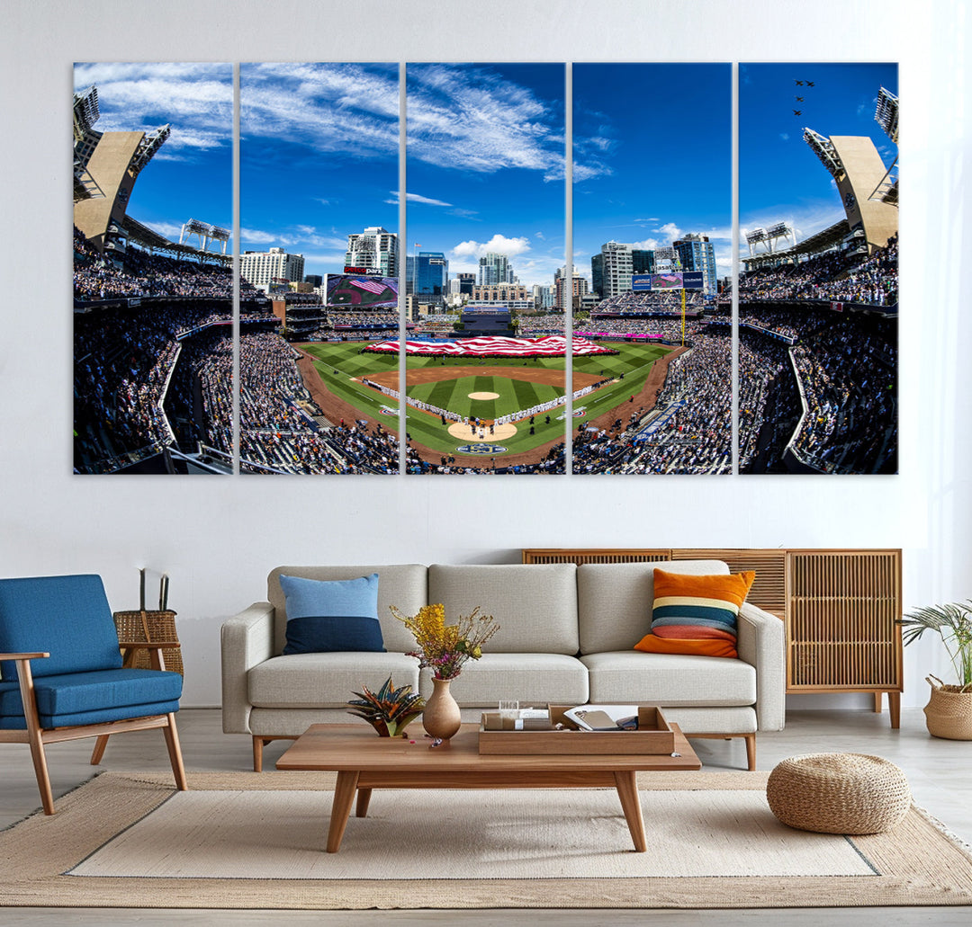 San Diego Petco Park Baseball Stadium Wall Art Canvas Print, Sports Room Decor Wall Art Print, Sports Grill Bar Wall Art Print, MLB Wall Art