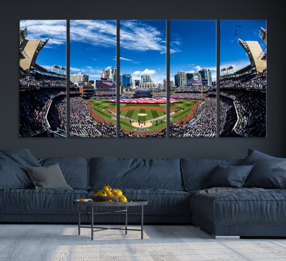 San Diego Petco Park Baseball Stadium Wall Art Canvas Print, Sports Room Decor Wall Art Print, Sports Grill Bar Wall Art Print, MLB Wall Art