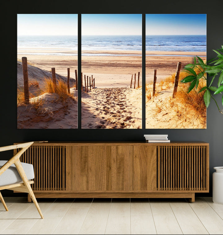 Sandy Beach Large Nature Ocean Landscape Canvas Art Print for Wall Decor