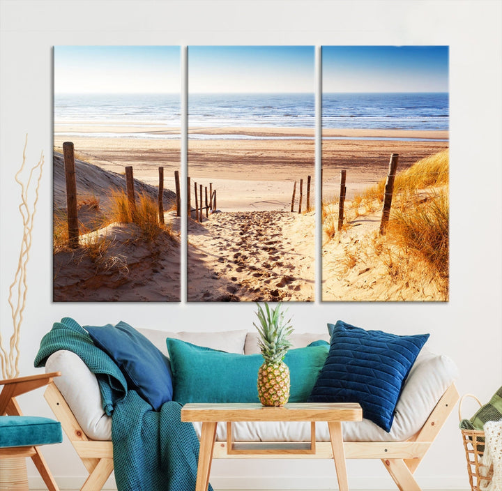 Sandy Beach Large Nature Ocean Landscape Canvas Art Print for Wall Decor