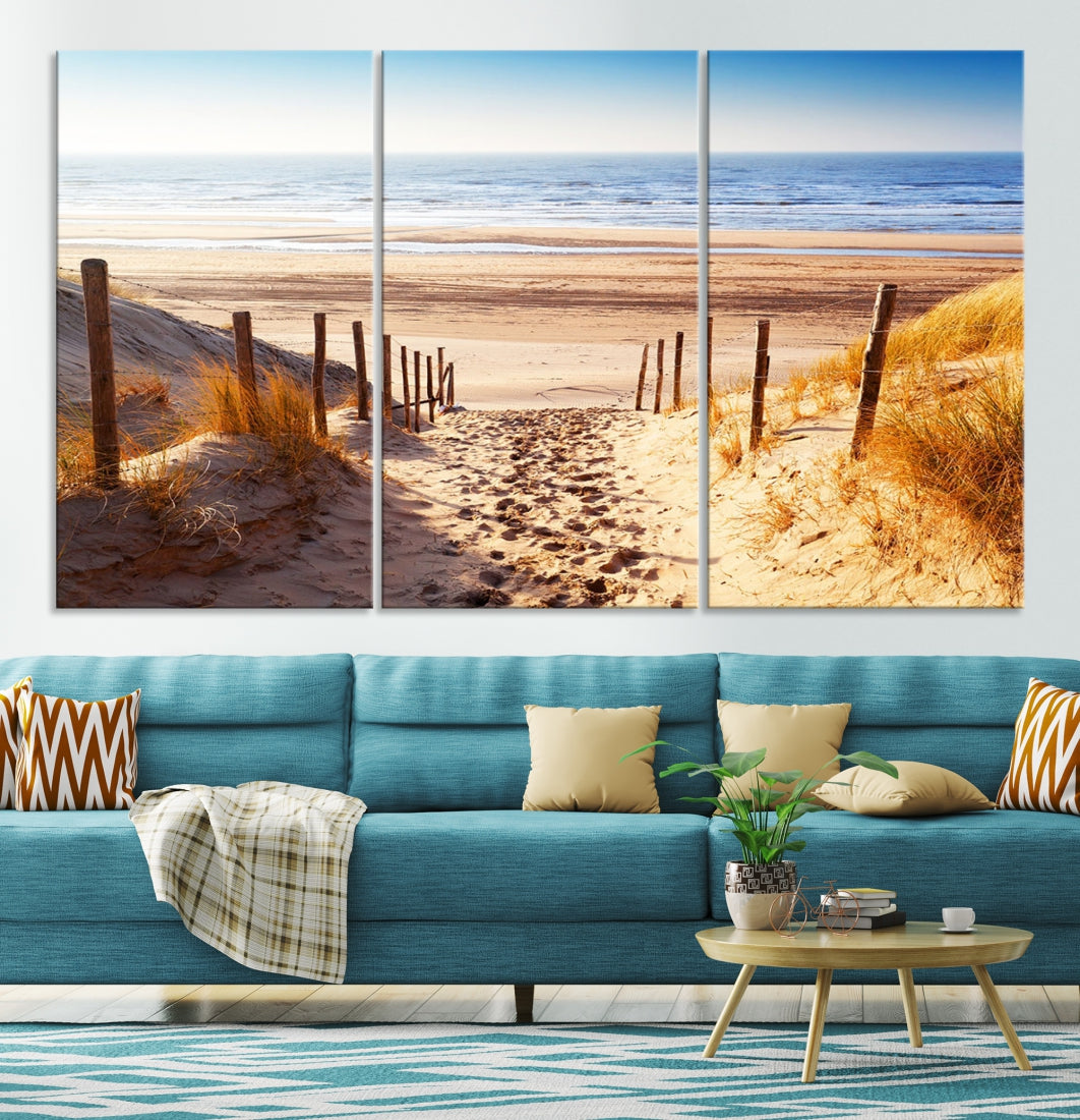 Sandy Beach Large Nature Ocean Landscape Canvas Art Print for Wall Decor